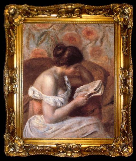 framed  Pierre Auguste Renoir woman reading, ta009-2
